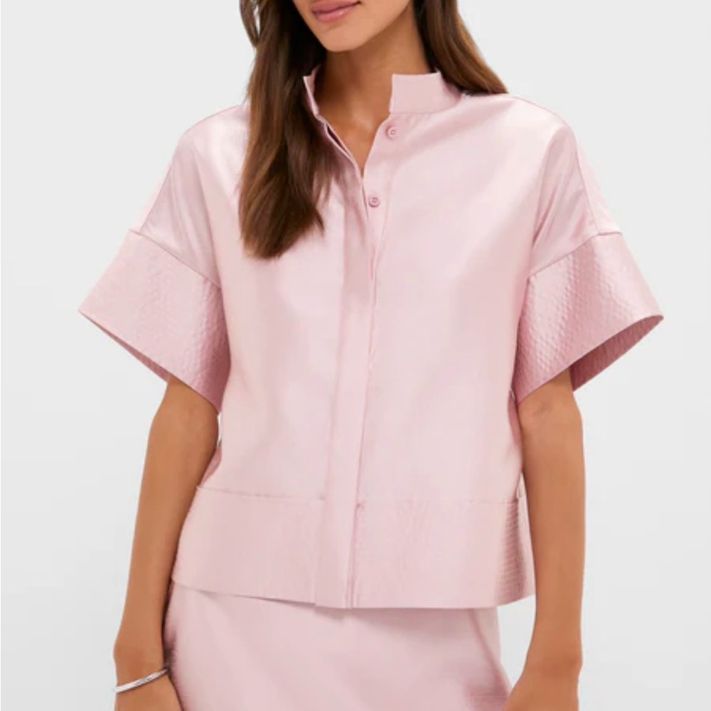 Tuckernuck Light Pink Dupioni Trapunto Stitch Sofia Shirt